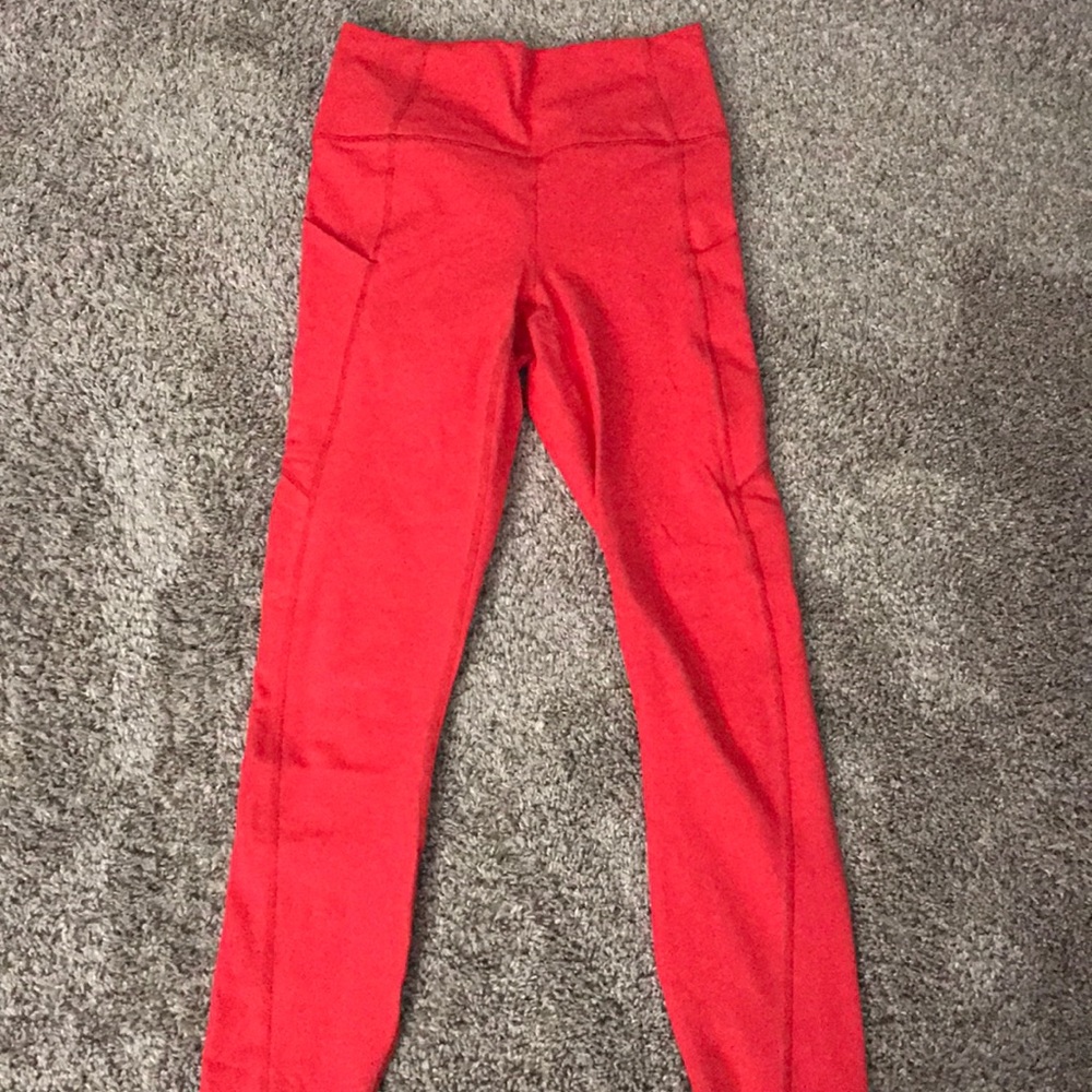 red fabletics leggings